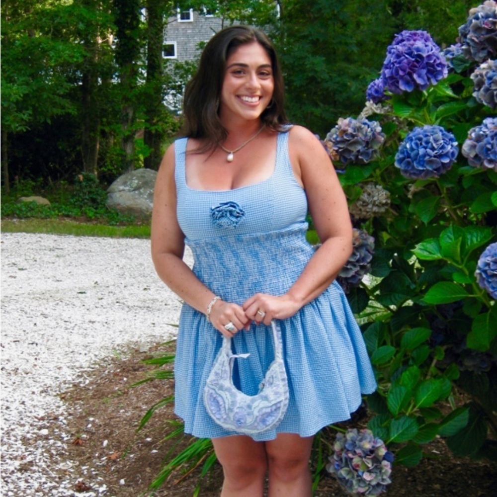 NWT Mauve Smocked Rosette Drop Waist Mini Dress✨ - Picture 6 of 11